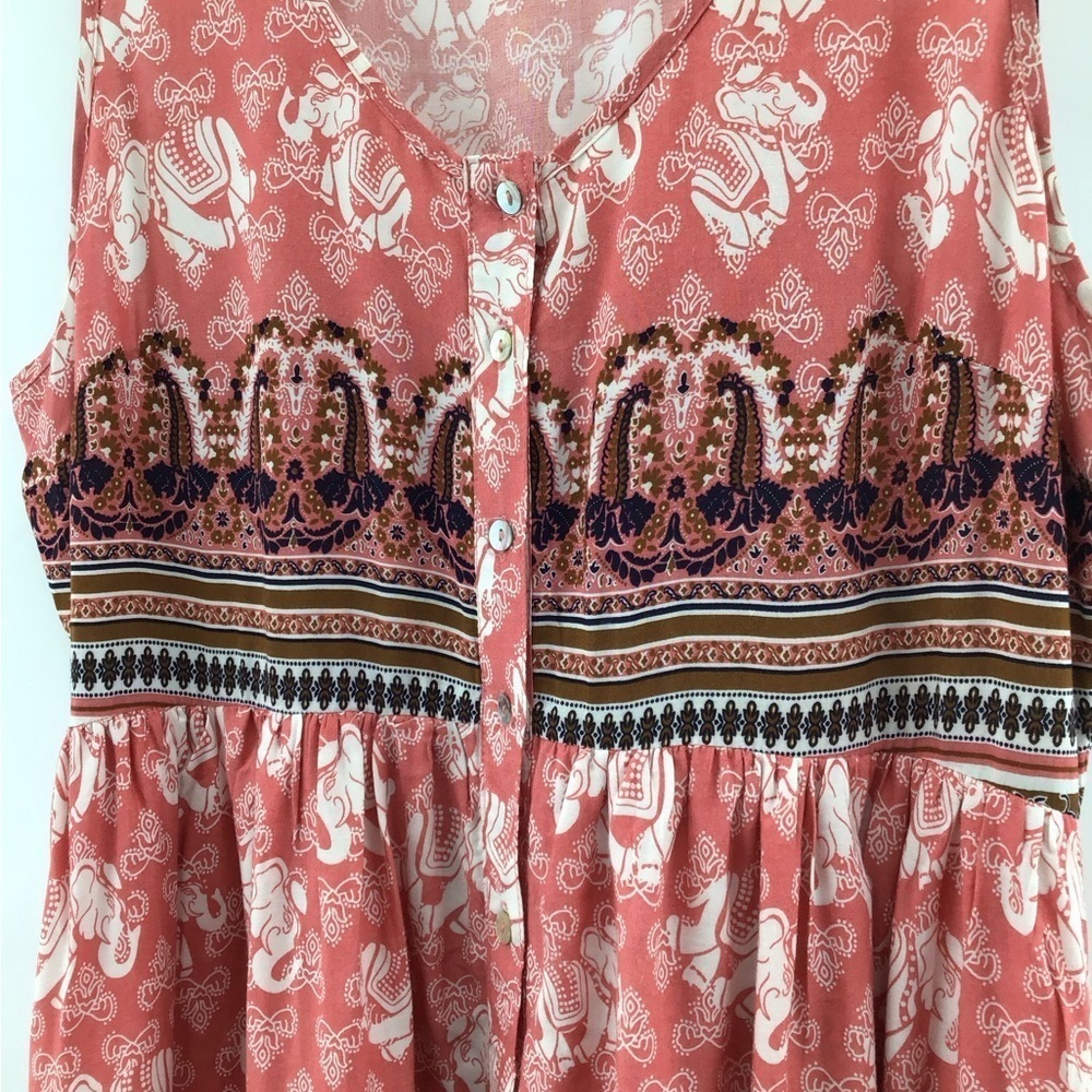 Entro Coral and Purple Sleeveless Midi Dress - Picture 4 of 13